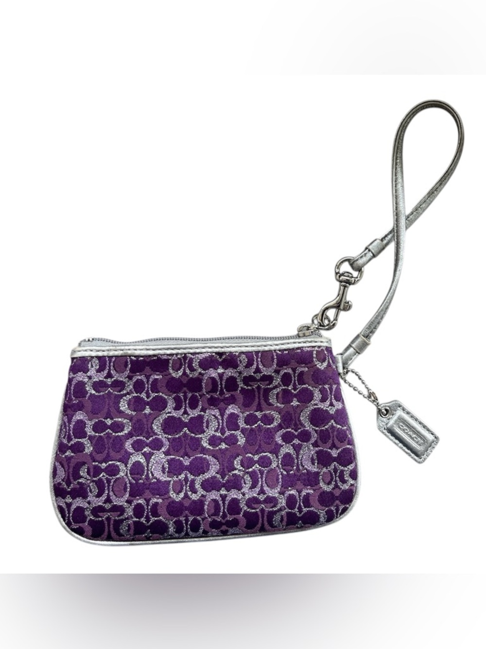 Coach Purple Signature Wristlet with Silver Strap EUC - Picture 2 of 3
